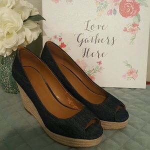 Denim Coach wedges